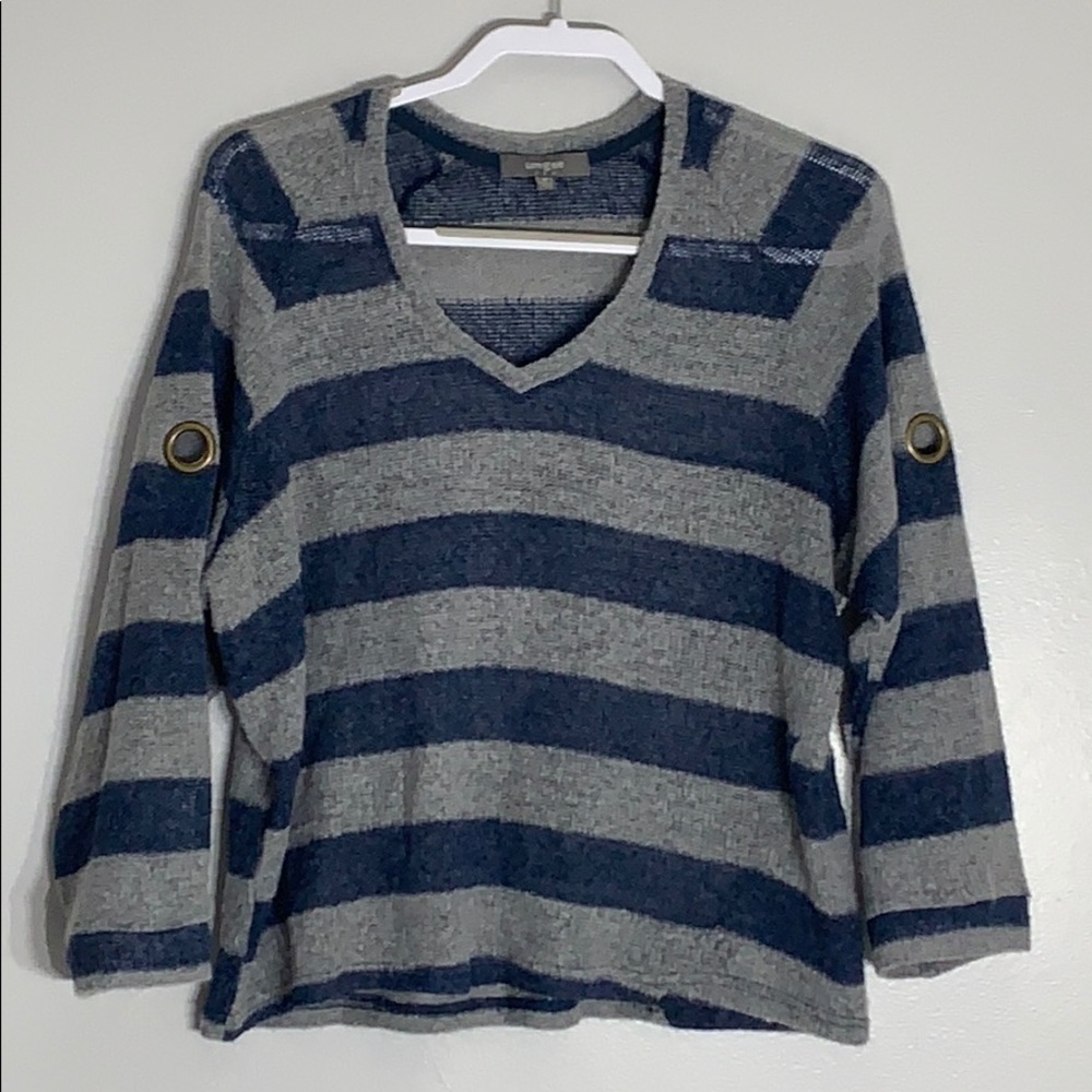 Umgee loose knit grommet sleeve sweater stripe women’s small